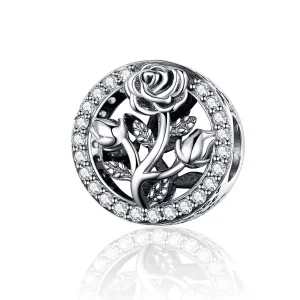 (image for) Silver Rose Flower Charm - PANDORA Style - SCC1189