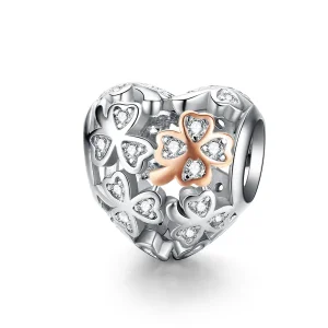 (image for) Silver & Rose Gold Four-Leaf Clover Charm - PANDORA Style - SCC1248
