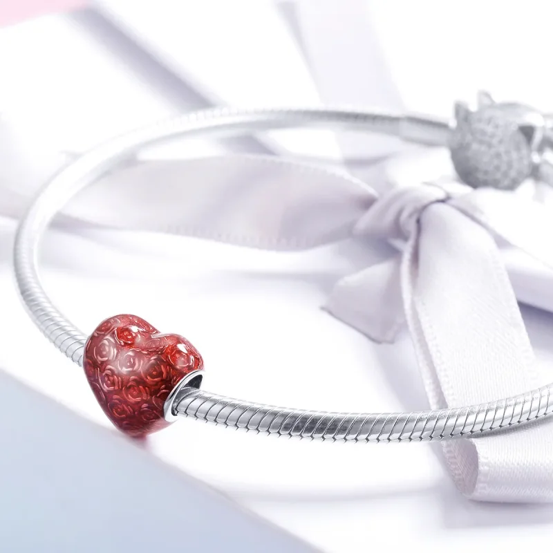 (image for) Silver Rose Heart Charm - PANDORA Style - SCC1064 - View 3