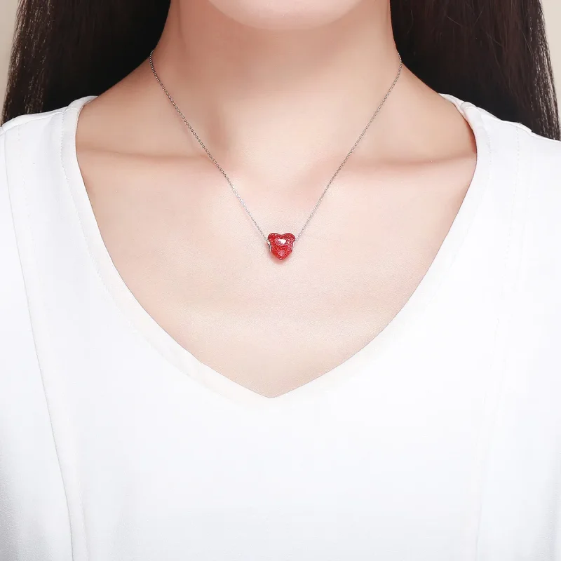 (image for) Silver Rose Heart Charm - PANDORA Style - SCC1064 - View 5