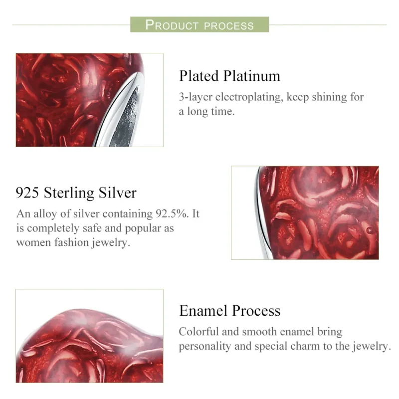 (image for) Silver Rose Heart Charm - PANDORA Style - SCC1064 - View 6