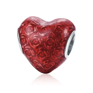 (image for) Silver Rose Heart Charm - PANDORA Style - SCC1064