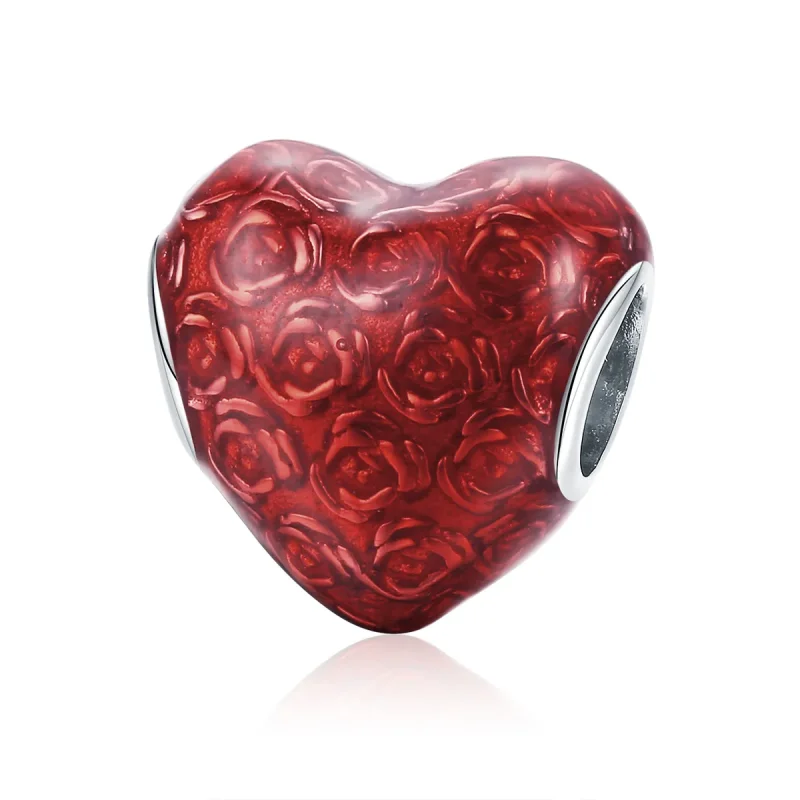 (image for) Silver Rose Heart Charm - PANDORA Style - SCC1064 - Product Image