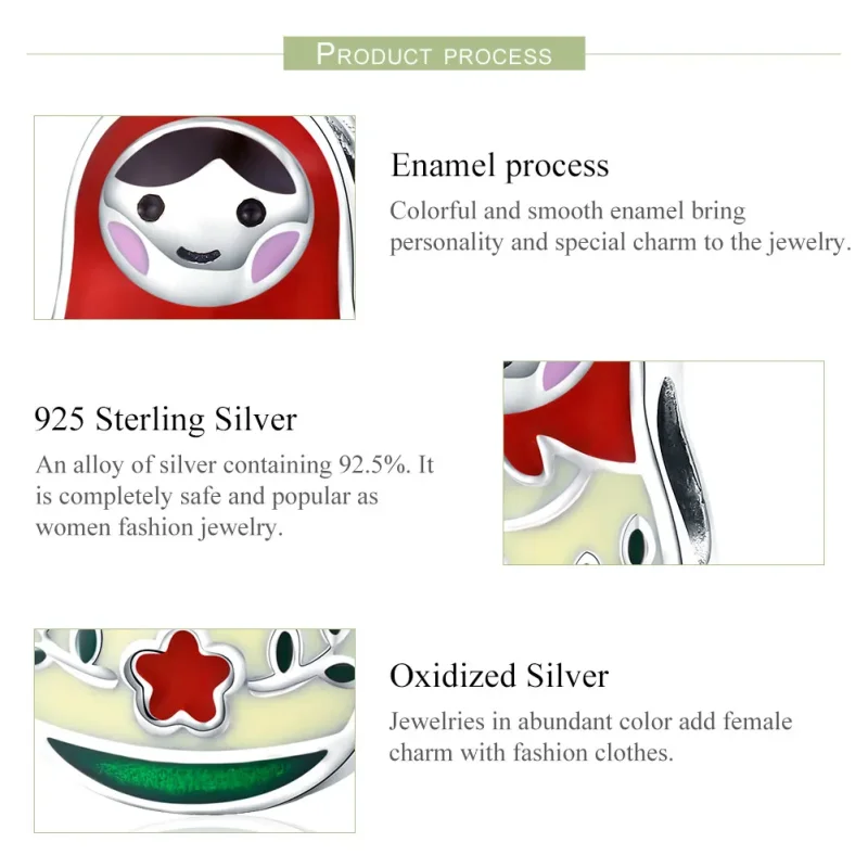 (image for) Silver Russian Doll Charm - PANDORA Style - SCC1086 - View 4
