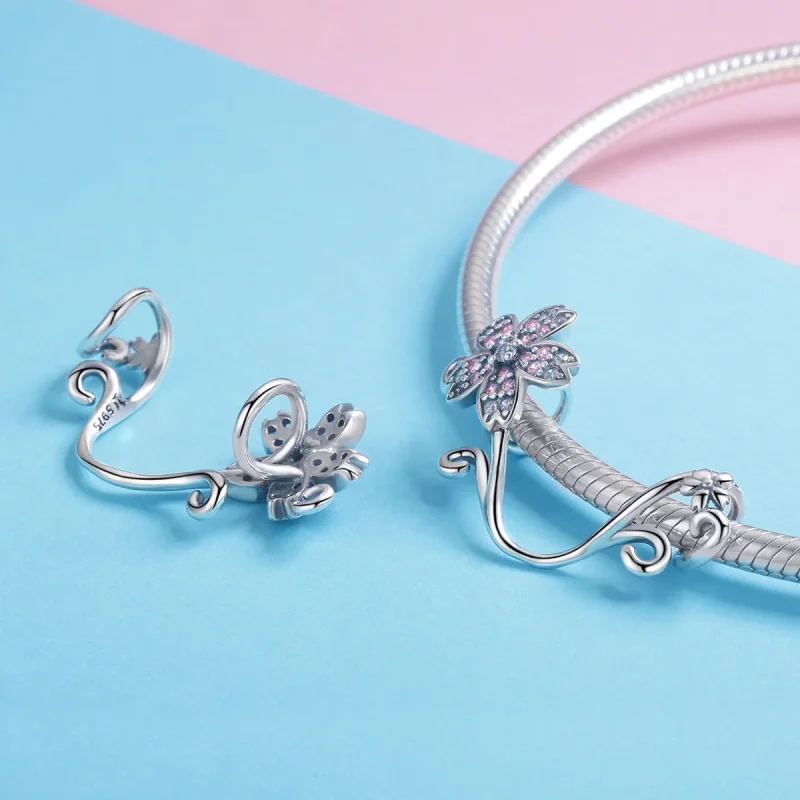 (image for) Silver Sakura Charm - PANDORA Style - SCC1033 - View 4