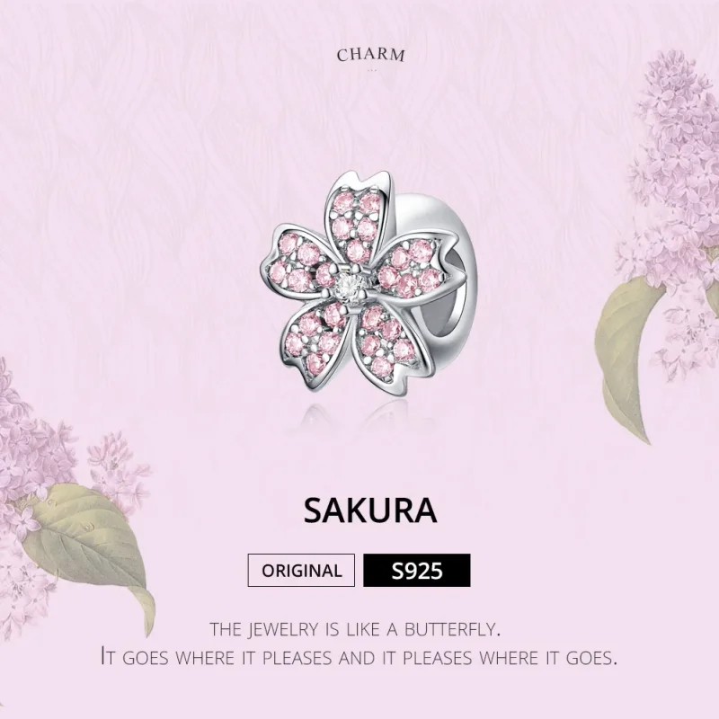(image for) Silver Sakura Charm - PANDORA Style - SCC1291 - View 2