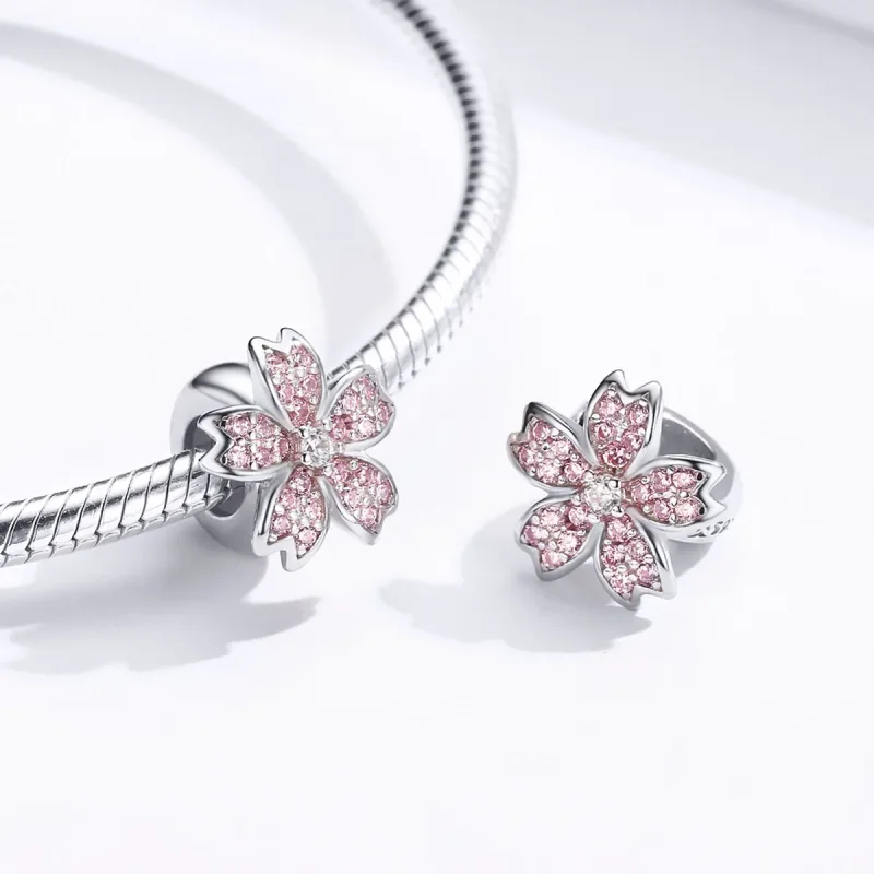 (image for) Silver Sakura Charm - PANDORA Style - SCC1291 - View 3
