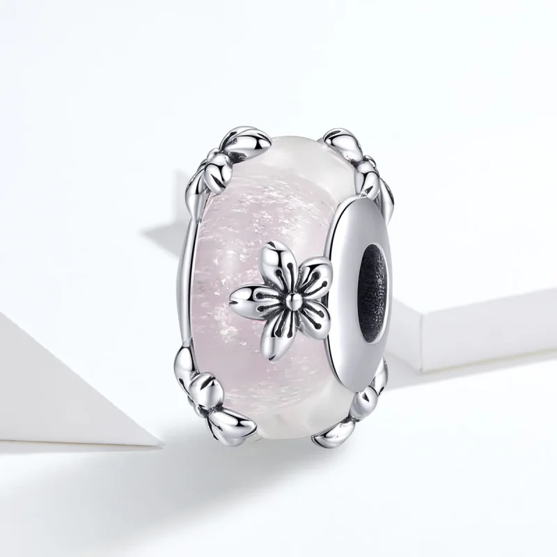 (image for) Silver Sakura Murano Glass Charm - PANDORA Style - SCC1302 - View 4