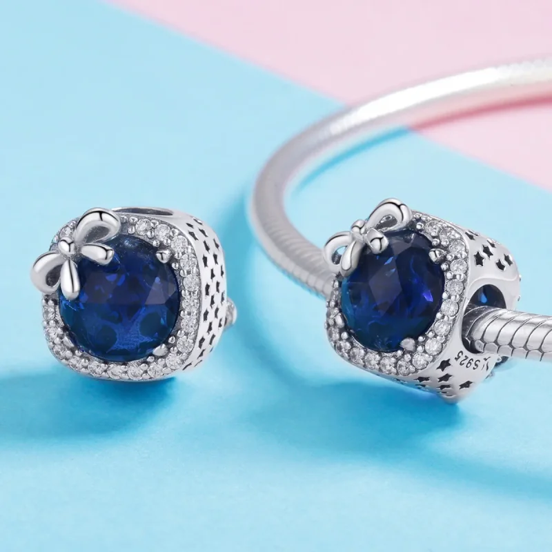 (image for) Silver Sapphire Charm - PANDORA Style - SCC1058 - View 4
