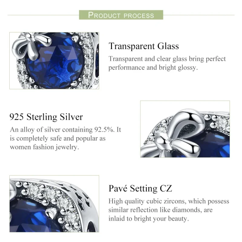 (image for) Silver Sapphire Charm - PANDORA Style - SCC1058 - View 6