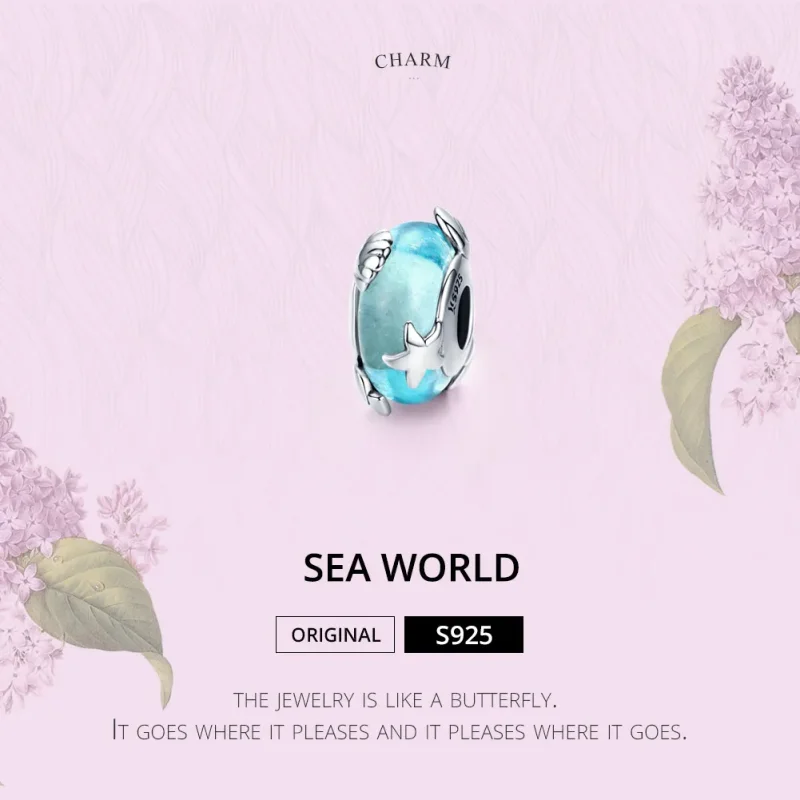 (image for) Silver Sea World Murano Glass Charm - PANDORA Style - SCC1257 - View 2
