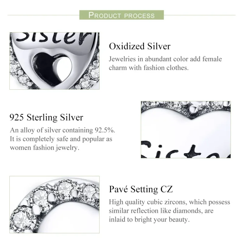 (image for) Silver Sister Charm - PANDORA Style - SCC1141 - View 4