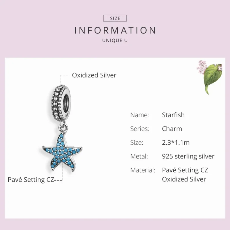 (image for) Silver Starfish Dangle - PANDORA Style - SCC1210 - View 3
