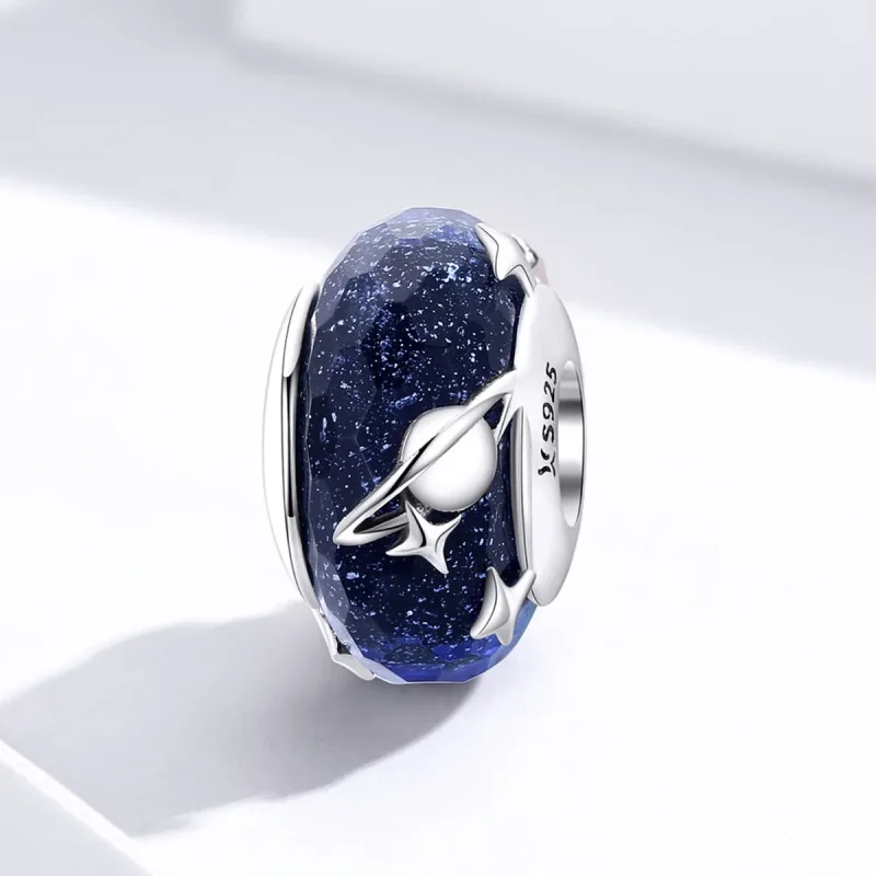 (image for) Silver Starry Sky Murano Glass Charm - PANDORA Style - SCC1284 - View 3