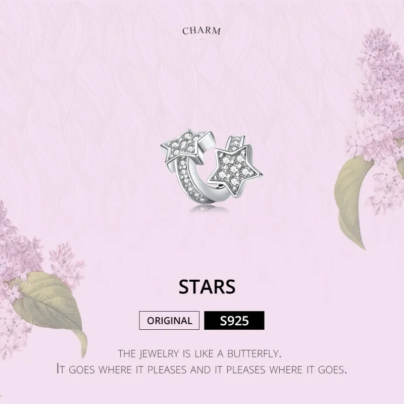 (image for) Silver Stars Dated Each Other Charm - PANDORA Style - SCC1244 - View 2