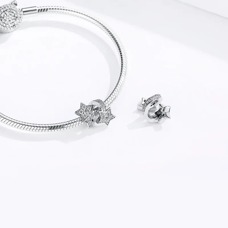 (image for) Silver Stars Dated Each Other Charm - PANDORA Style - SCC1244 - View 4