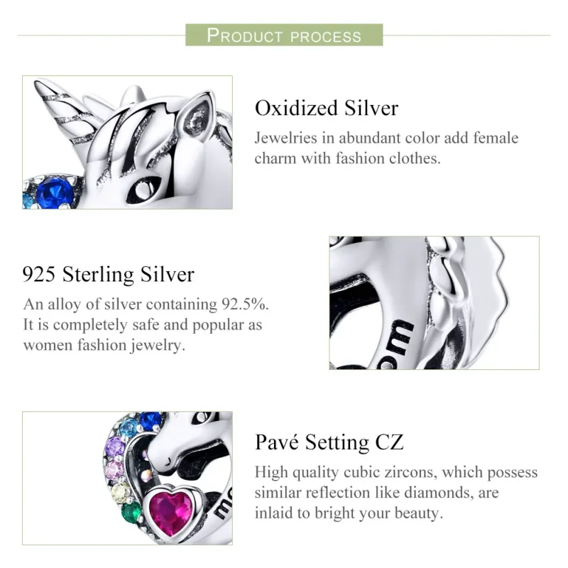 (image for) Silver Unicorn For Mom Charm - PANDORA Style - SCC1160 - View 4