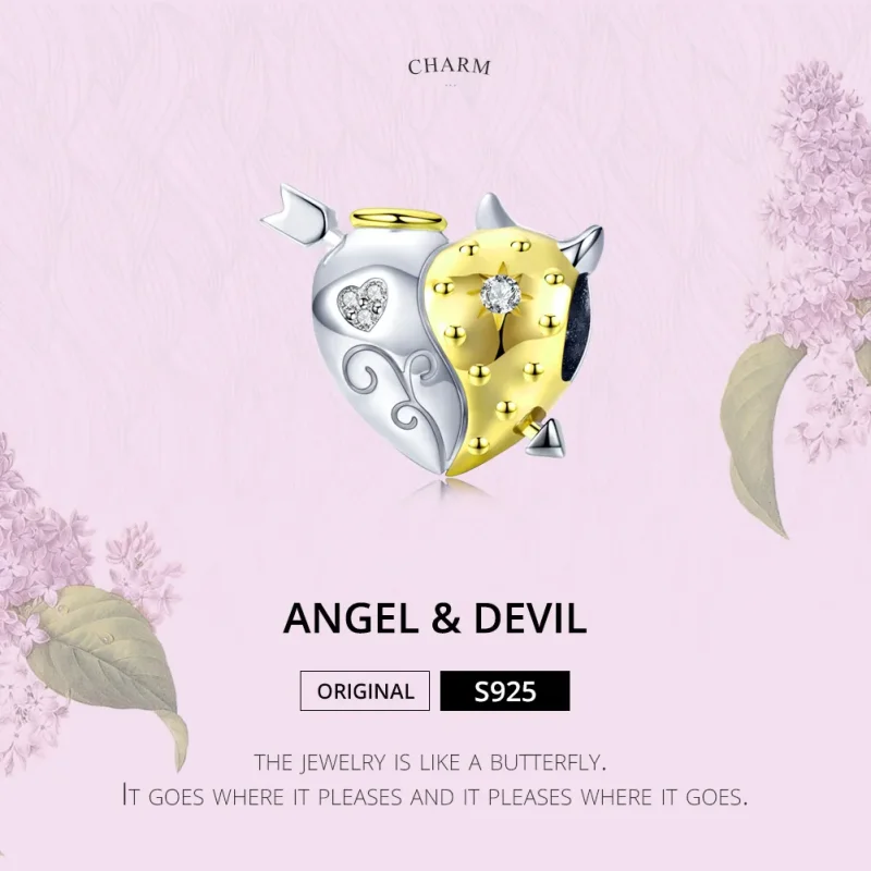 (image for) Two Tone Pandora Style Charm, Angel & Devil - BSC107 - View 6