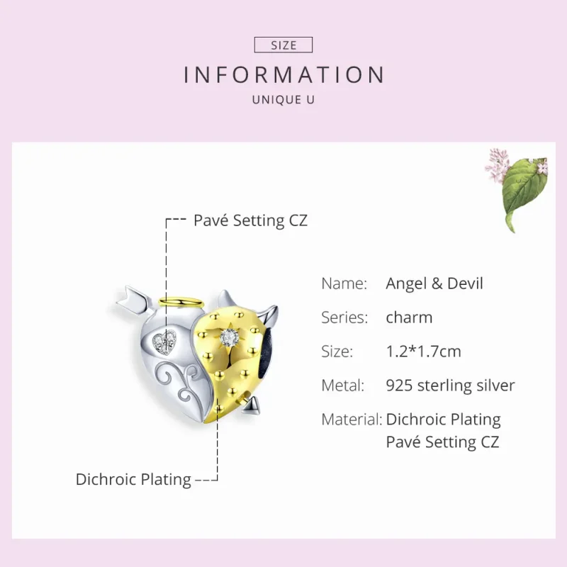 (image for) Two Tone Pandora Style Charm, Angel & Devil - BSC107 - View 7