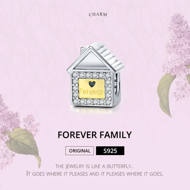 (image for) Two Tone Pandora Style Charm, Bicolor Forever Family - SCC1330 - View 6