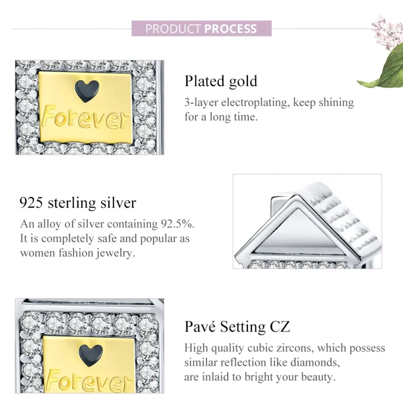 (image for) Two Tone Pandora Style Charm, Bicolor Forever Family - SCC1330 - View 8