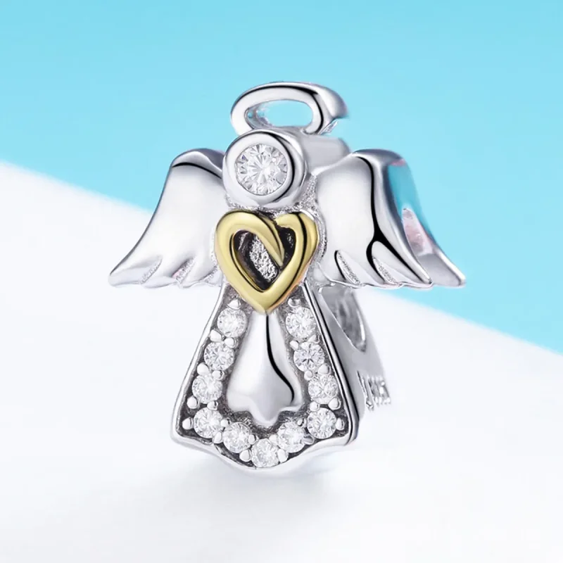 (image for) Two Tone Pandora Style Charm, Bicolor Guardian Angel - SCC747 - View 2