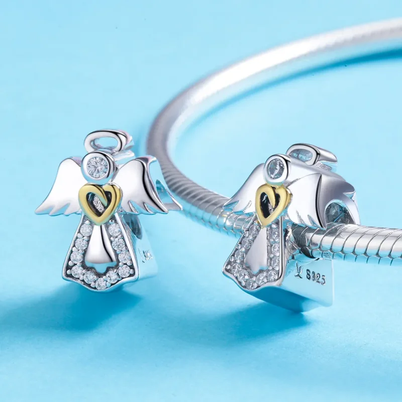 (image for) Two Tone Pandora Style Charm, Bicolor Guardian Angel - SCC747 - View 4