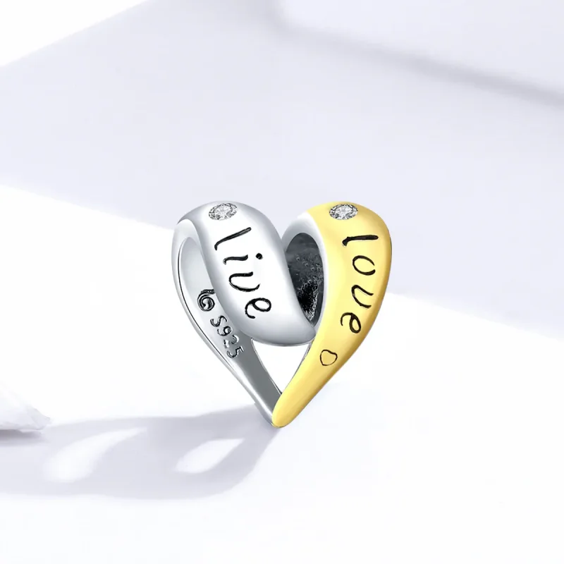 (image for) Two Tone Pandora Style Charm, Bicolor In Love - BSC227 - View 2