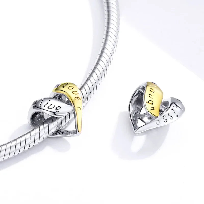 (image for) Two Tone Pandora Style Charm, Bicolor In Love - BSC227 - View 4