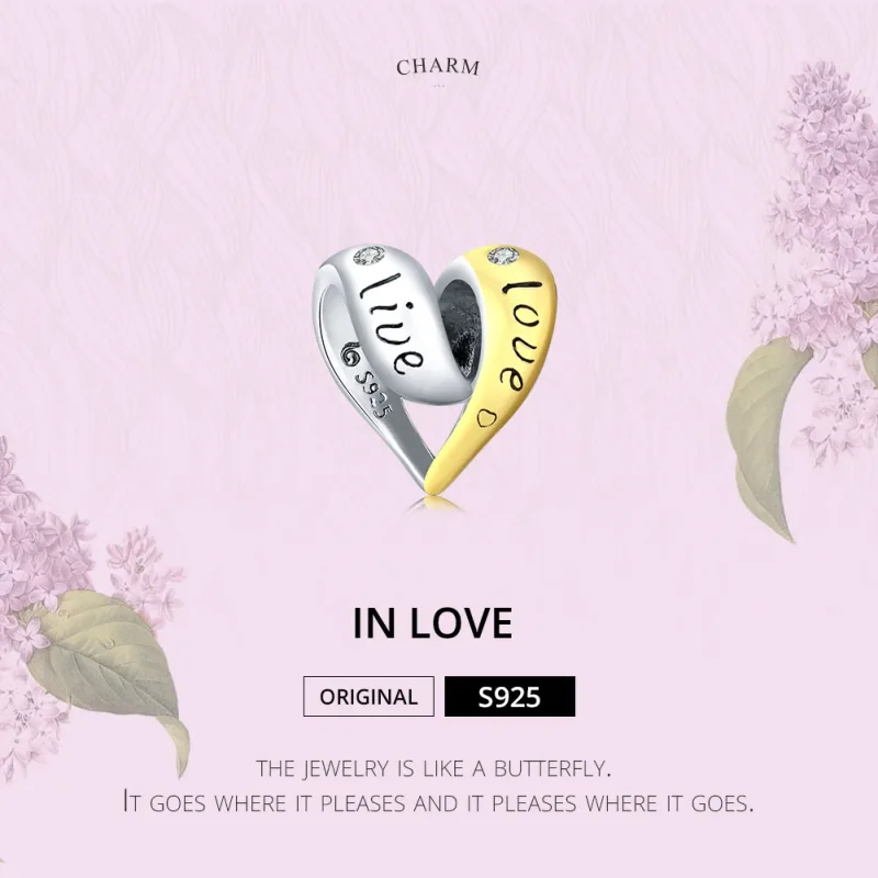 (image for) Two Tone Pandora Style Charm, Bicolor In Love - BSC227 - View 5