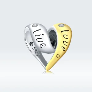 (image for) Two Tone Pandora Style Charm, Bicolor In Love - BSC227