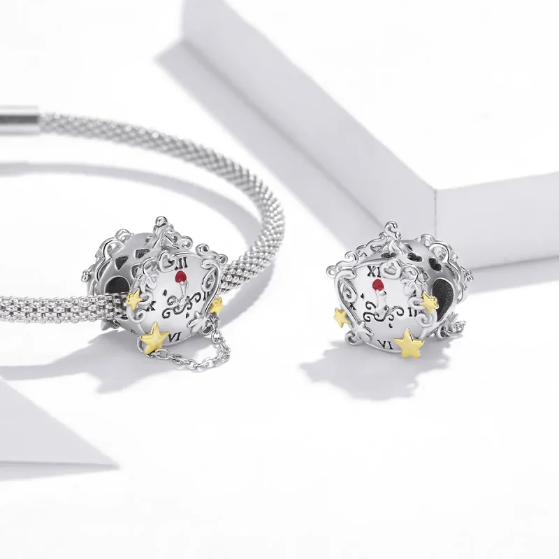 (image for) Two Tone Pandora Style Charm, Bicolor Magic Clock - BSC406 - View 4