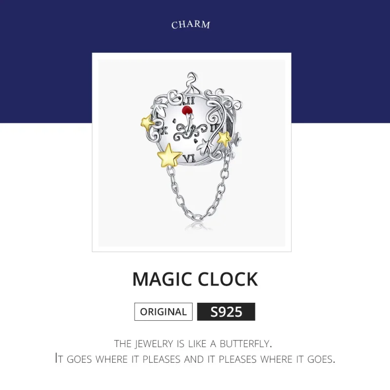 (image for) Two Tone Pandora Style Charm, Bicolor Magic Clock - BSC406 - View 6