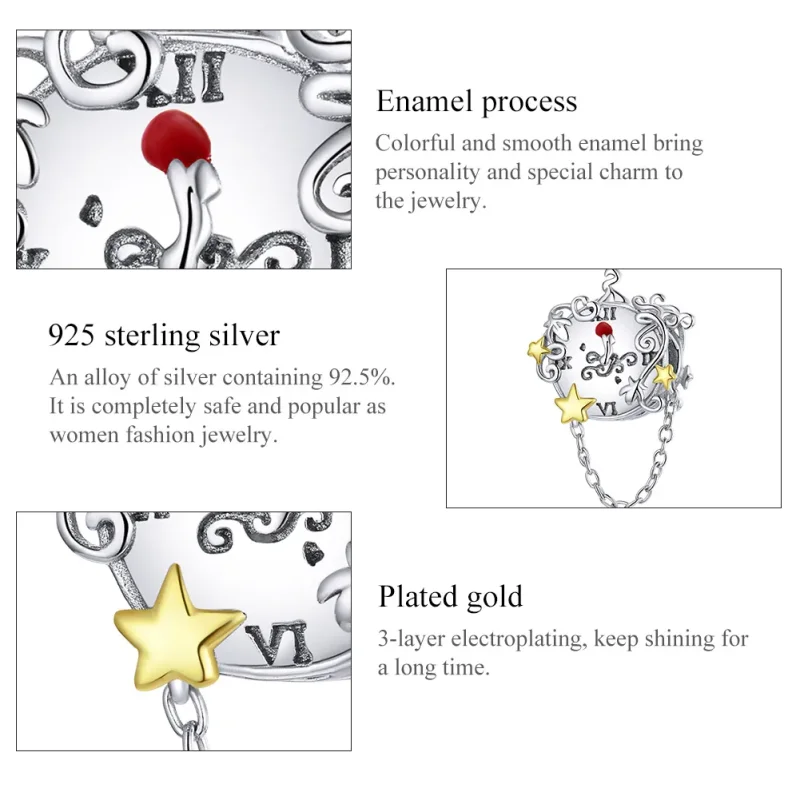 (image for) Two Tone Pandora Style Charm, Bicolor Magic Clock - BSC406 - View 7