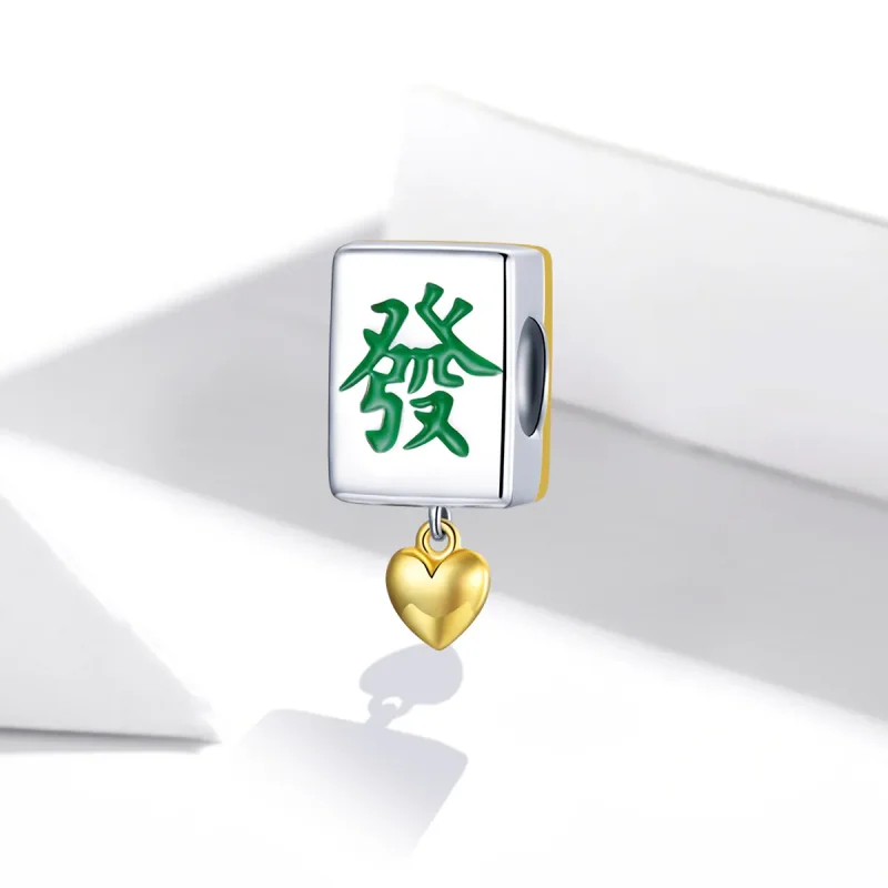 (image for) Two Tone Pandora Style Charm, Bicolor Mahjong Tiles - SCC1751 - View 2