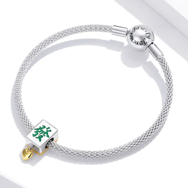 (image for) Two Tone Pandora Style Charm, Bicolor Mahjong Tiles - SCC1751 - View 3