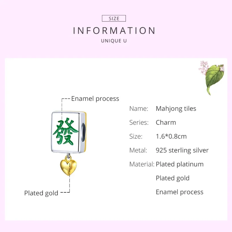 (image for) Two Tone Pandora Style Charm, Bicolor Mahjong Tiles - SCC1751 - View 7