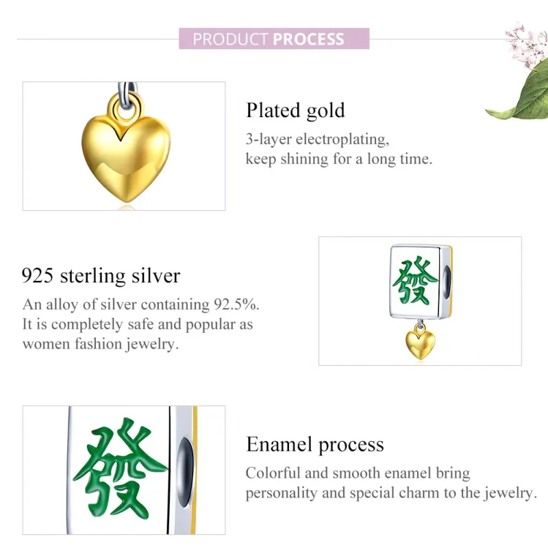 (image for) Two Tone Pandora Style Charm, Bicolor Mahjong Tiles - SCC1751 - View 8