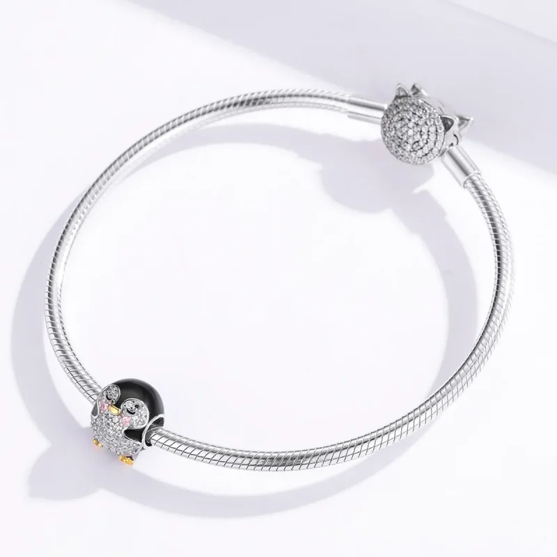 (image for) Two Tone Pandora Style Charm, Bicolor Penguin - BSC126 - View 3