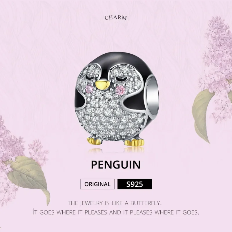 (image for) Two Tone Pandora Style Charm, Bicolor Penguin - BSC126 - View 5