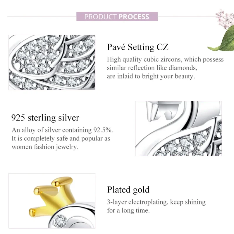 (image for) Two Tone Pandora Style Charm, Bicolor Princess Swan - SCC1343 - View 8