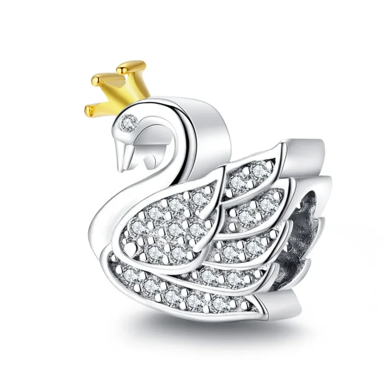 (image for) Two Tone Pandora Style Charm, Bicolor Princess Swan - SCC1343 - Product Image