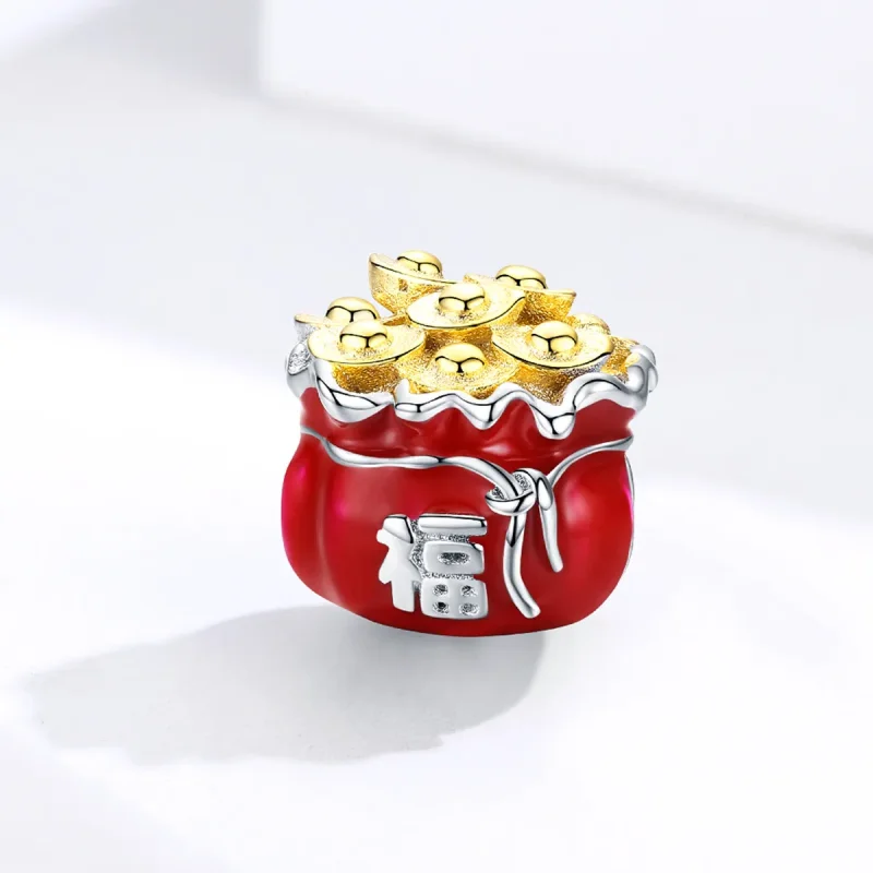 (image for) Two Tone Pandora Style Charm, Chinese Lucky Bag - BSC100 - View 2