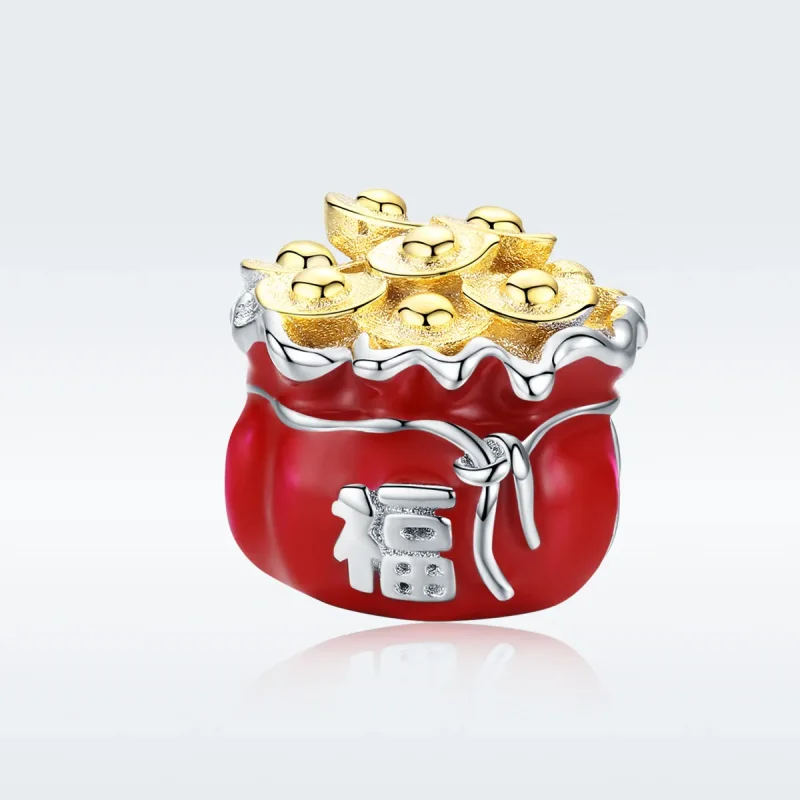 (image for) Two Tone Pandora Style Charm, Chinese Lucky Bag - BSC100 - View 5