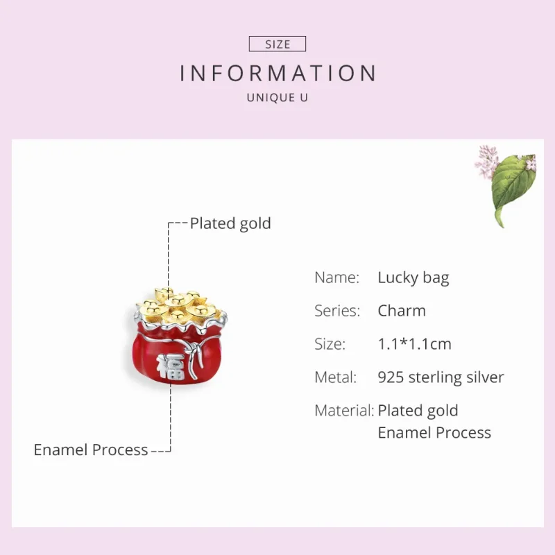 (image for) Two Tone Pandora Style Charm, Chinese Lucky Bag - BSC100 - View 7