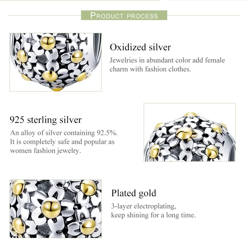 (image for) Two Tone Pandora Style Charm, Embrace of The Flowers - SCC717 - View 7