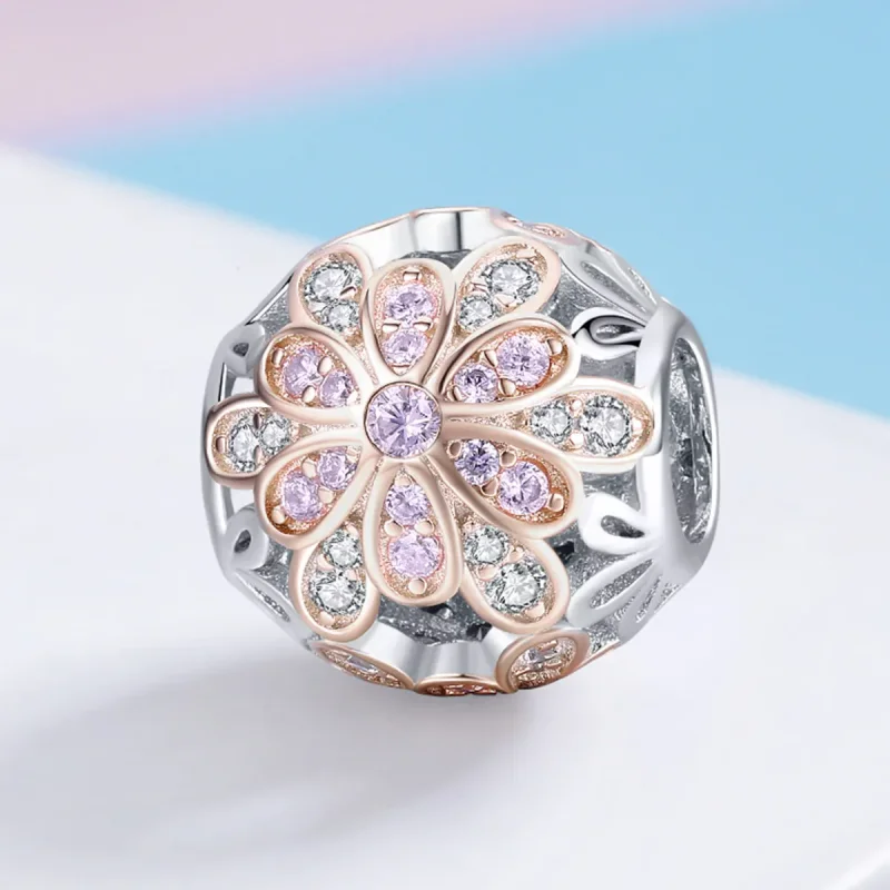 (image for) Two Tone Pandora Style Charm, Flowers - SCC922 - View 2