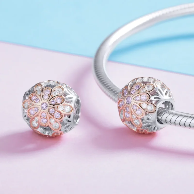 (image for) Two Tone Pandora Style Charm, Flowers - SCC922 - View 4