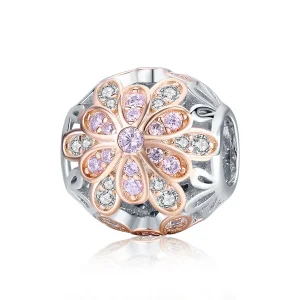 (image for) Two Tone Pandora Style Charm, Flowers - SCC922