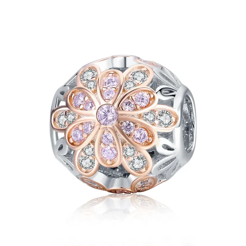 (image for) Two Tone Pandora Style Charm, Flowers - SCC922 - Product Image